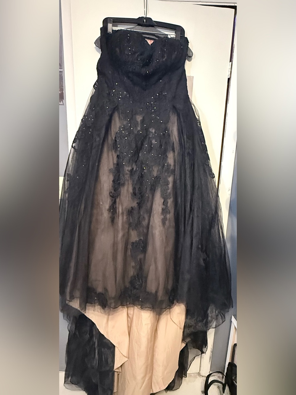 David's Bridal Black Dress with Nude Lining